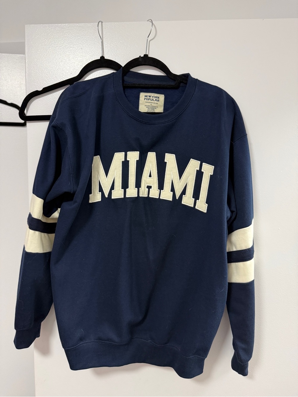 Unisex Miami Crewneck Sweater - Navy/Cream size Large